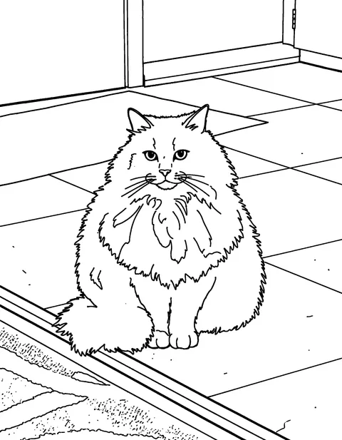 Custom cat coloring drawing made from a photo