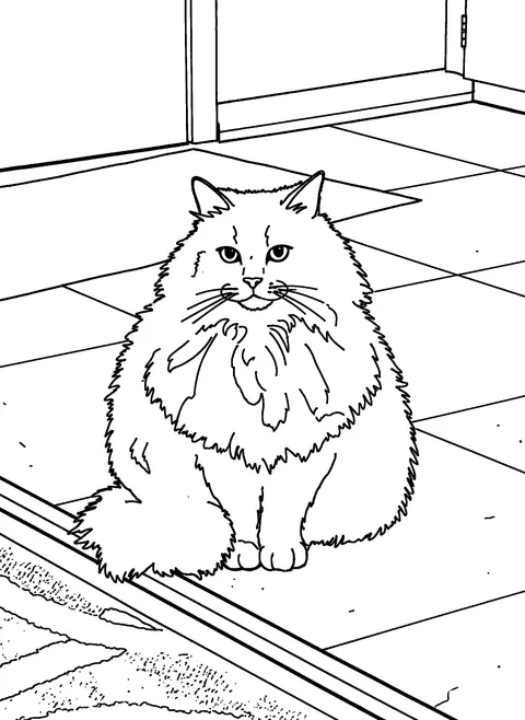 Custom cat coloring drawing made from a photo, given as a gift