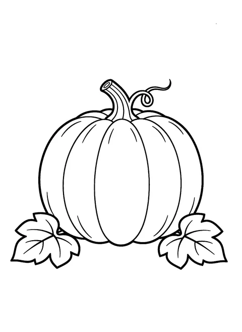One of 9 free printable pumpkin coloring pages: a big uncarved harvest pumpkin in extra thick toddler-friendly lines